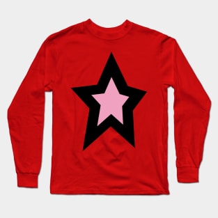 Pink Star Thick Black Line Long Sleeve T-Shirt